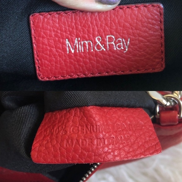 Mim & Ray Red Leather Black Wool Nayelli Love Graphic Pouchette Small Bag EUC OS - Picture 8 of 9